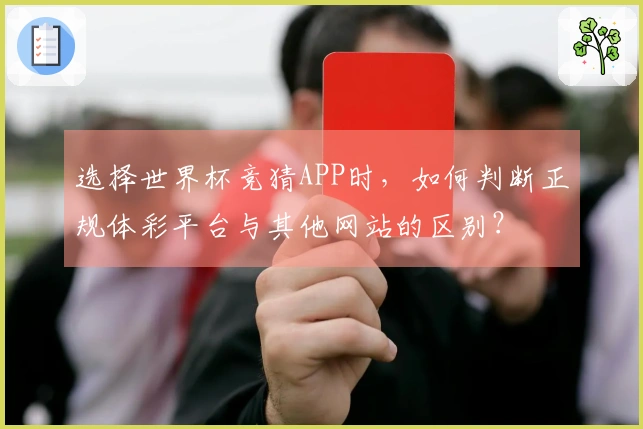 选择世界杯竞猜APP时，如何判断正规体彩平台与其他网站的区别？